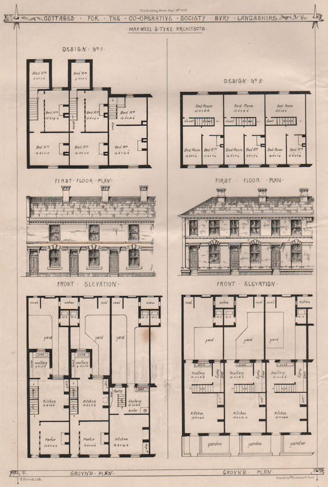 Co-operative Society cottages, Bury, Lancashire; Maxwell & Tyke Architects 1868